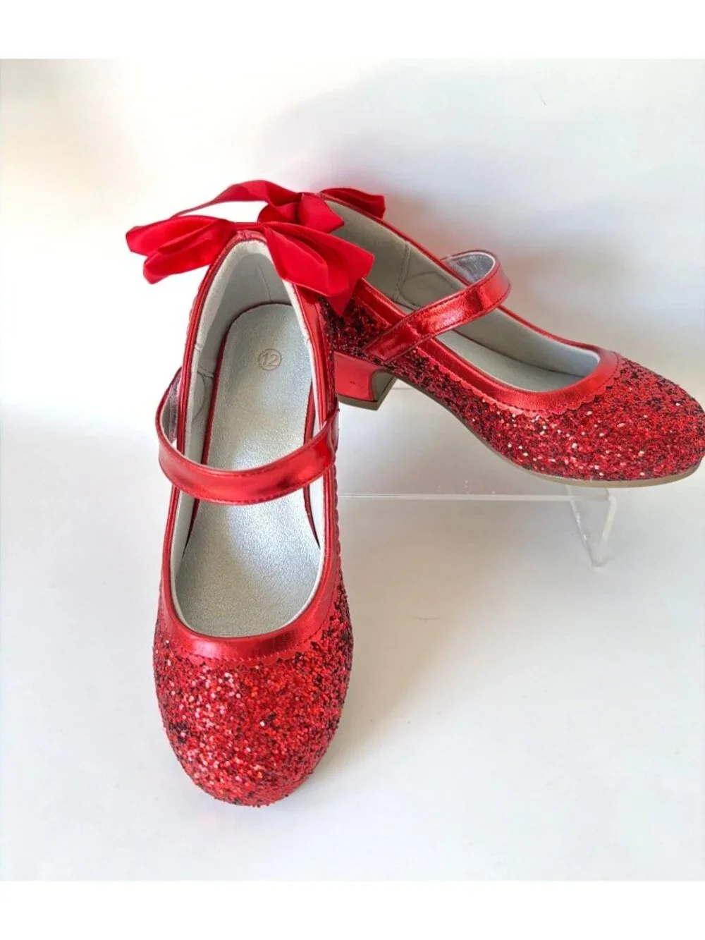 Red Glitter Dress Shoes Mary Janes Princess Heels Toddler Size 12